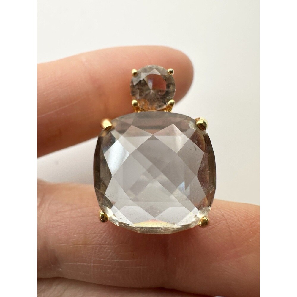 Joan Rivers Faceted Crystal Pendant Gold Tone
